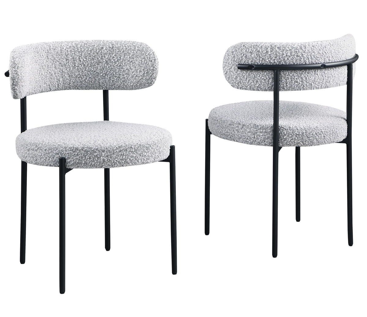 Dobby Contemporary Boucle Dining Chair with Matte Black Metal Legs