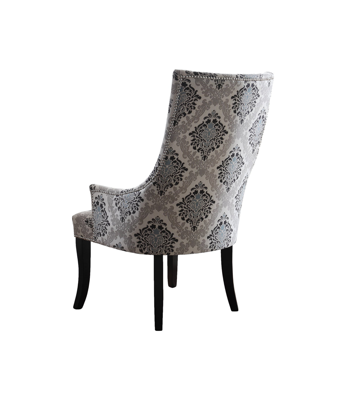 Audrey Gray Damask Fabric Accent Chair - detail view
