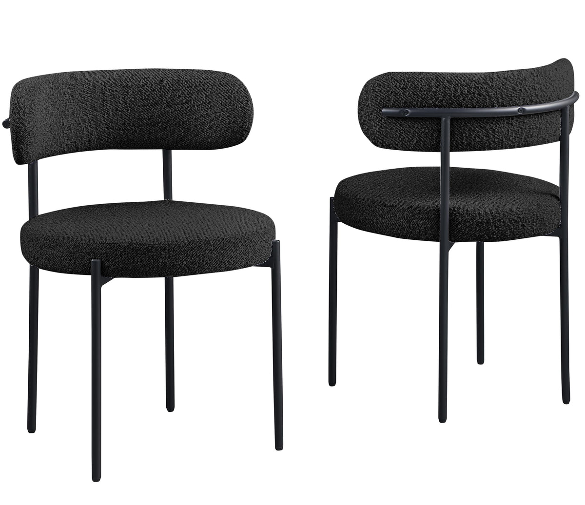 Dobby Contemporary Boucle Dining Chair with Matte Black Metal Legs