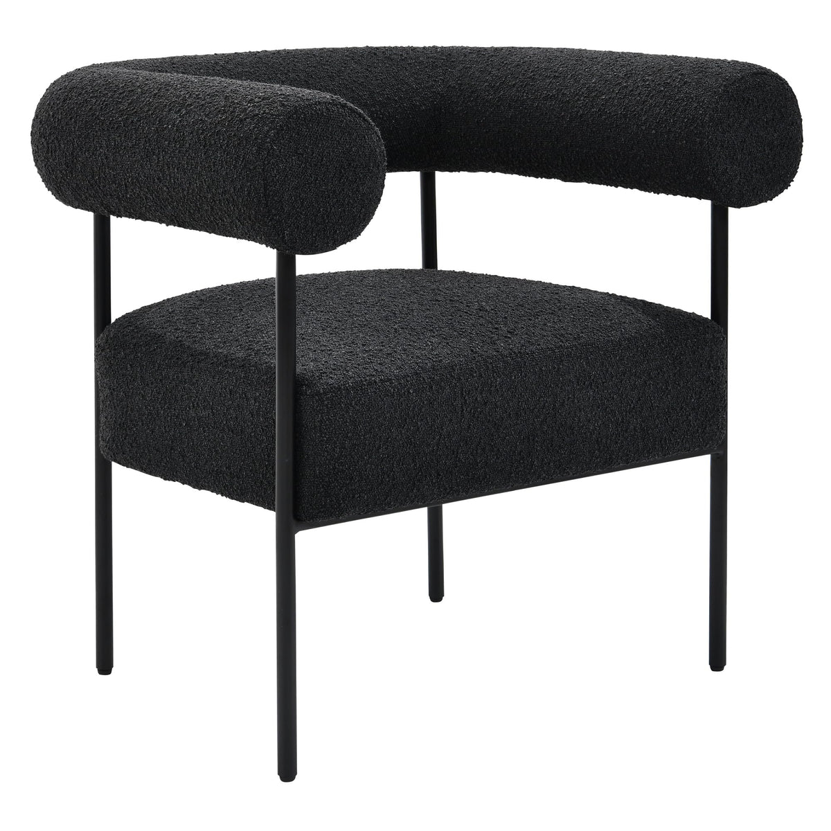 Melvin Contemporary Boucle Fabric Accent Black Legs, 1 Chair