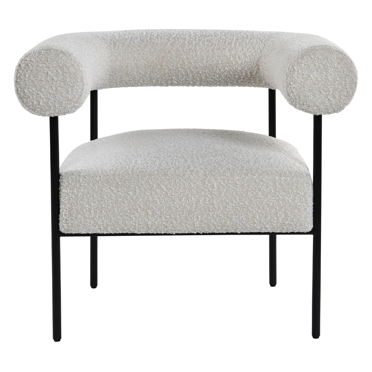 Melvin Contemporary Boucle Fabric Accent Black Legs, 1 Chair in Cream - detail view