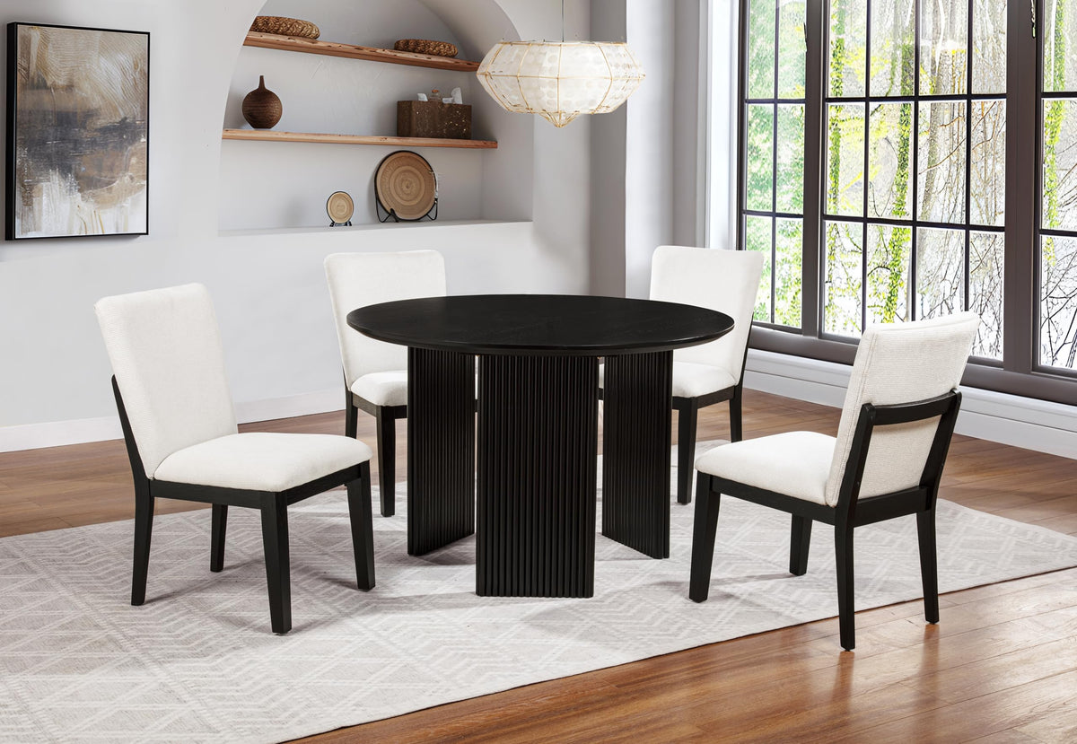 al Ash Veneer Wood Fluted Tripod Base Kitchen Room Furniture Stationary Set (DT256B5)