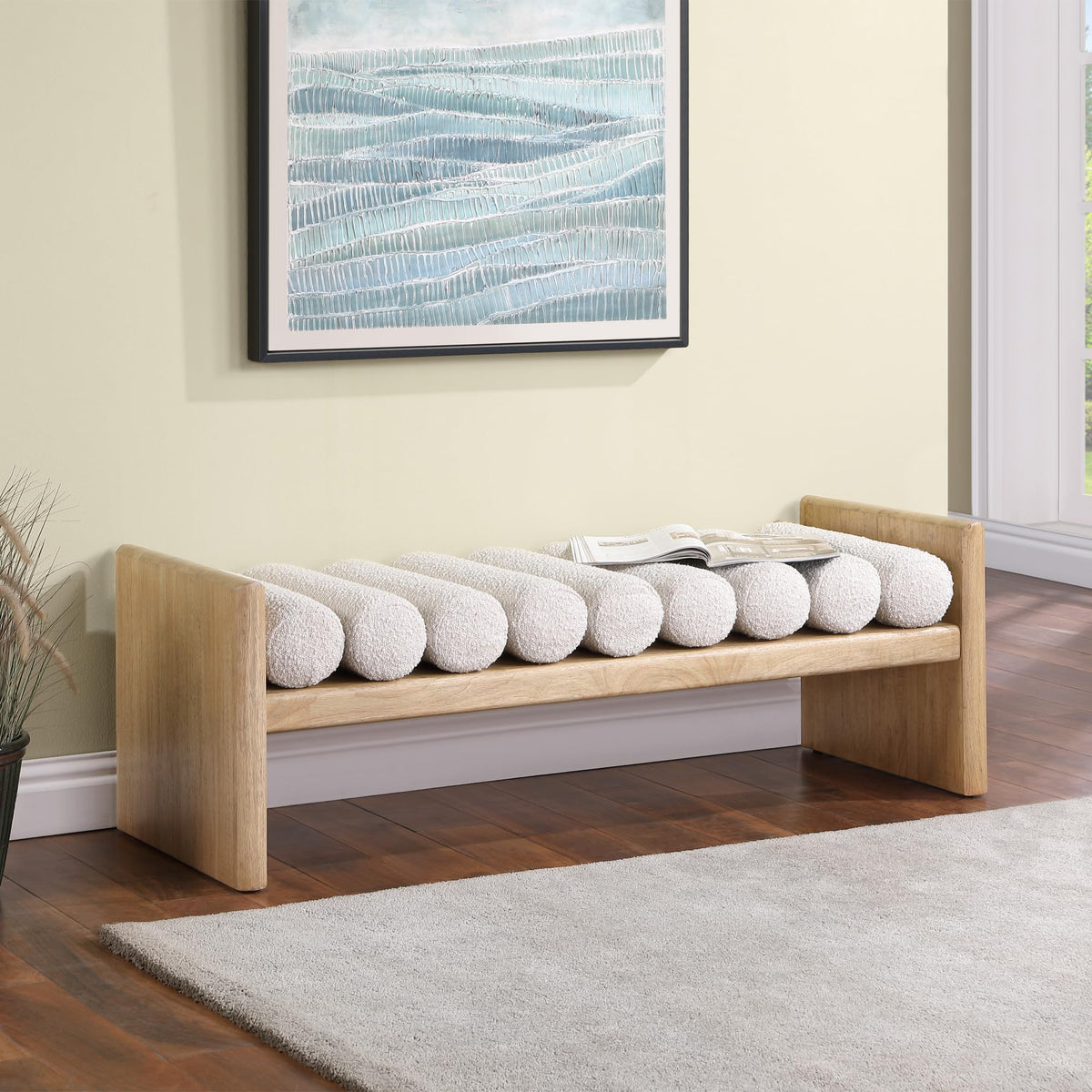 Torbjorn 52" Bench in Natural Oak - front view