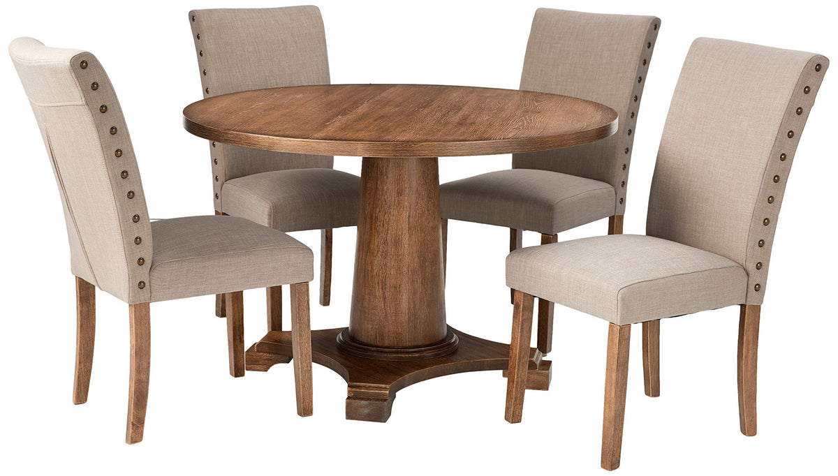 Transitional Linen 5 Pcs Dining Set
