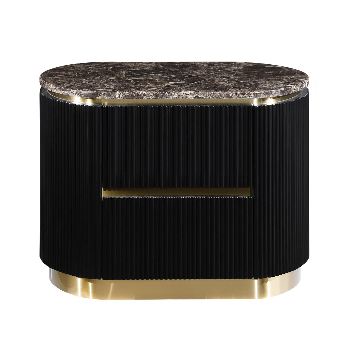 Trandell 22" High Modern Glam Faux Marble Top Nightstand - detail view