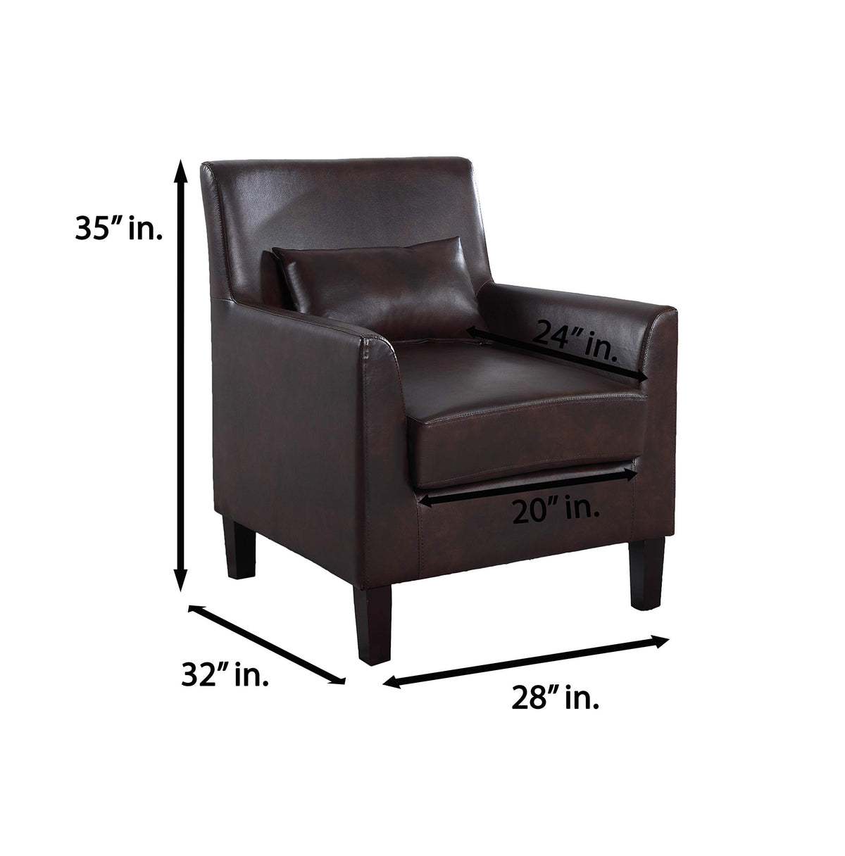 Modern Faux Leather Espresso Accent Chair - side view