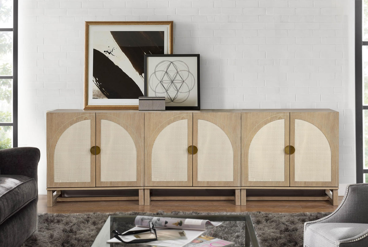 Cora 31" Wide 2-Door Accent Cabinet Natural Oak Wood Finish Boho Modern Detailed Sideboard Organic… - side view