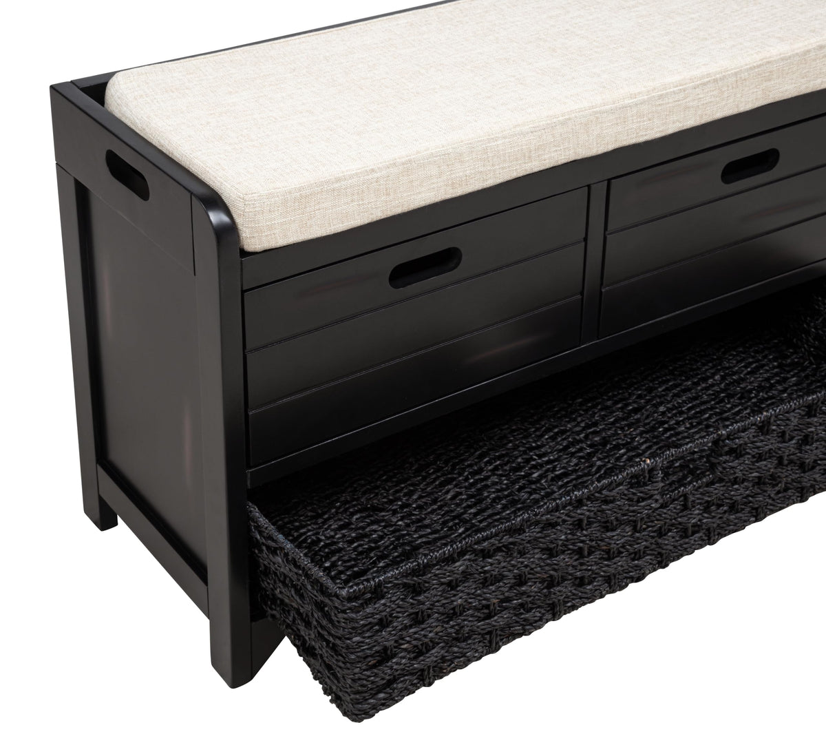 Delport 32" Transitional Modern Wooden Storage Bench - angle view