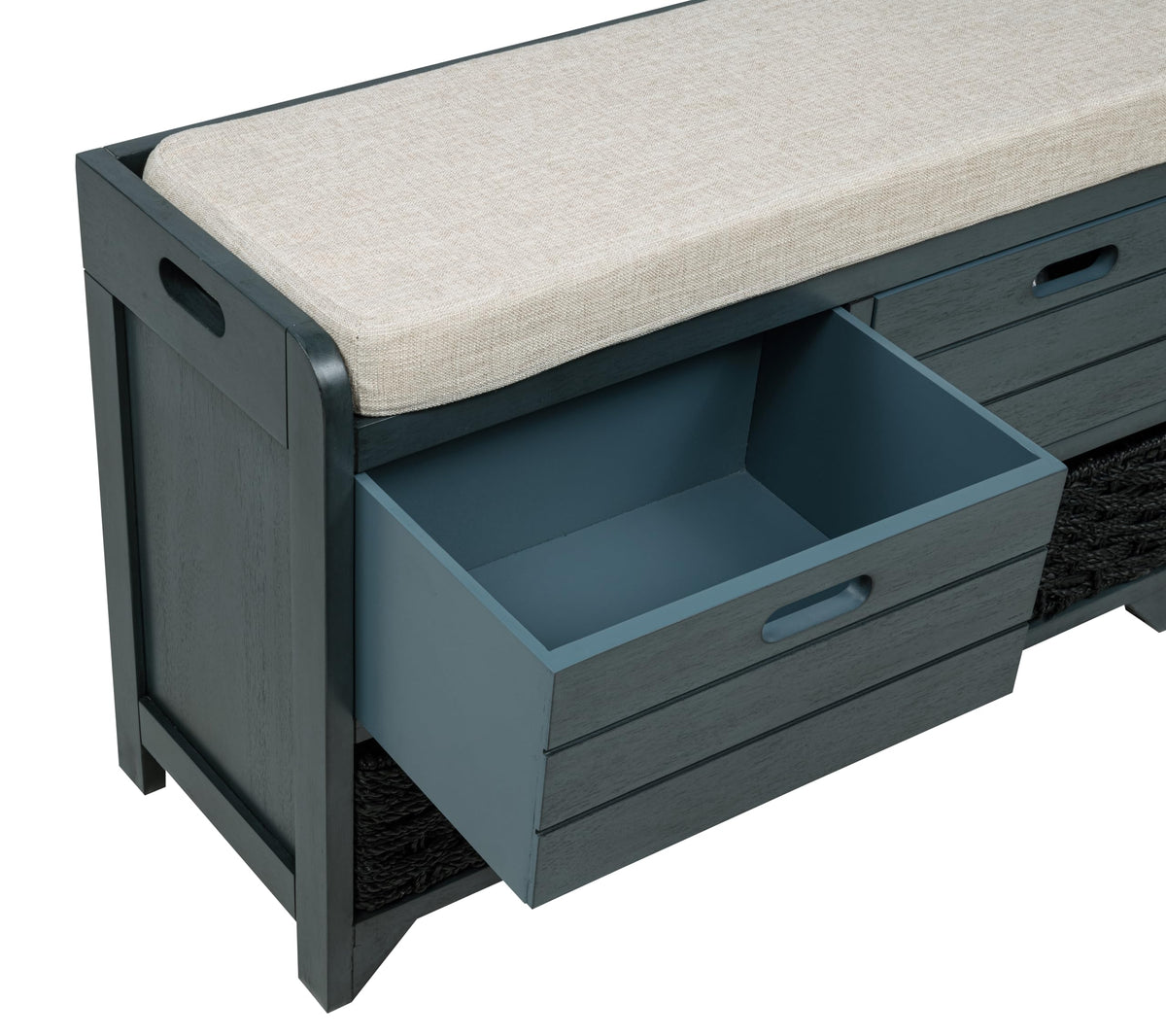 Delport 32" Transitional Modern Wooden Storage Bench - detail view