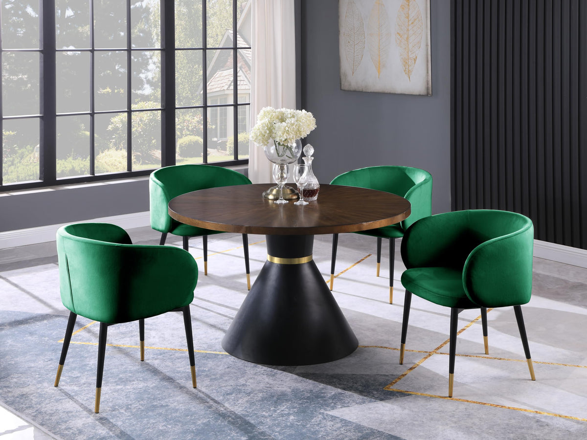 Henrietta 5 Piece Dining Set 48" Round Oak Dining Table in Green - front view