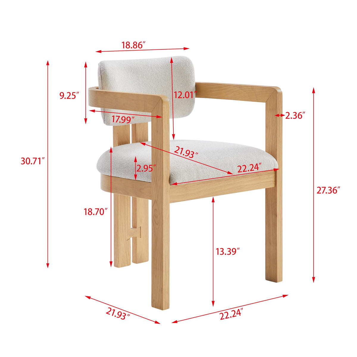 Tappelle Mid-Century Modern Dining Arm Chair - side view