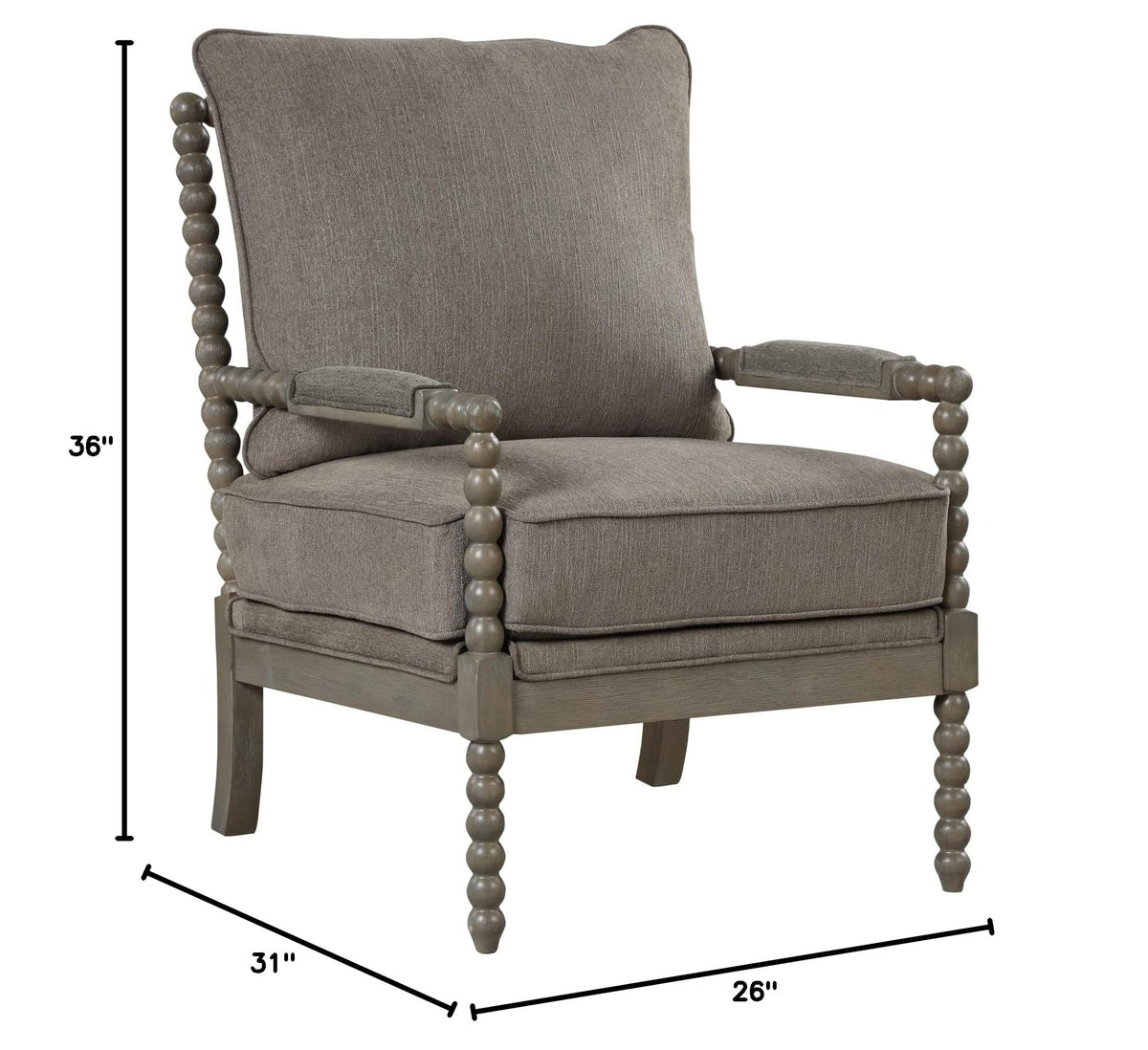Hanako Accent Chair in Taupe And Antique Grey - side view