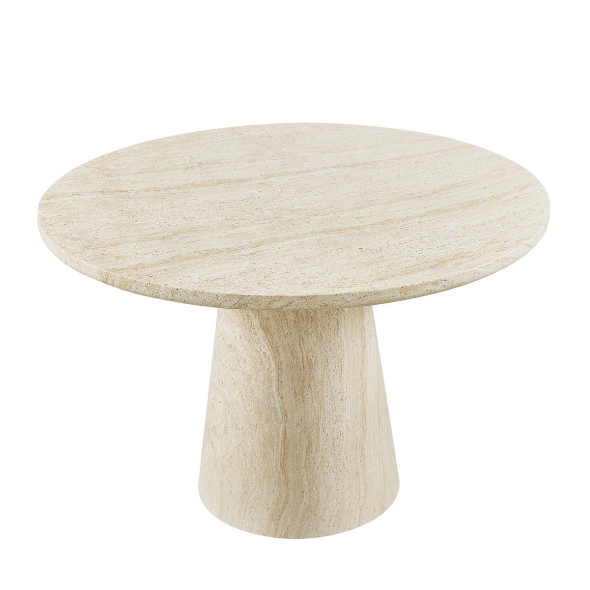 Vyn 48" Modern Round Dining Table Concrete Tavertine Finish - angle view