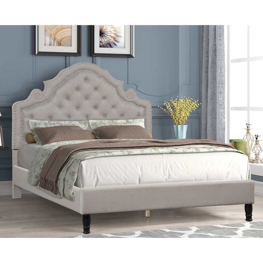 Ilena Upholstered Fabric Platform Bed, Queen in Grey