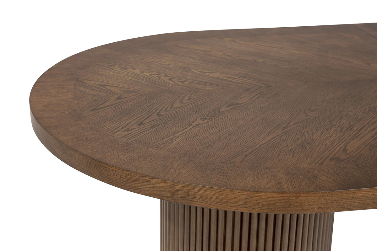 Dobby 90"-123" Extendable Oval Wooden Dining Table in Brown - angle view