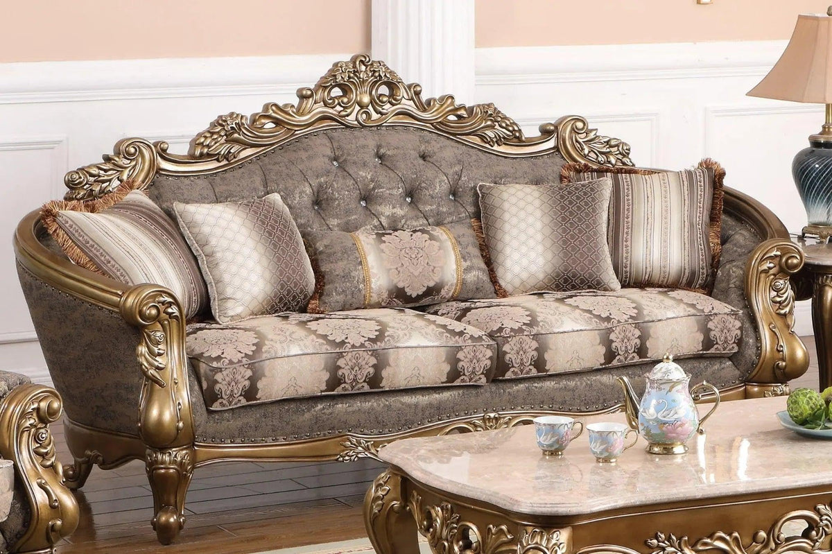 Amelia Antique Gold Sofa & Loveseat Set — product image 2