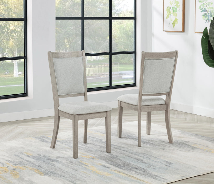 Timbria Transitional Dining Chairs with Cushioned Seat and Back - Set of 2, Oak Wood Frame with Gray Polyester Upholstery for Kitchen or Dining Room