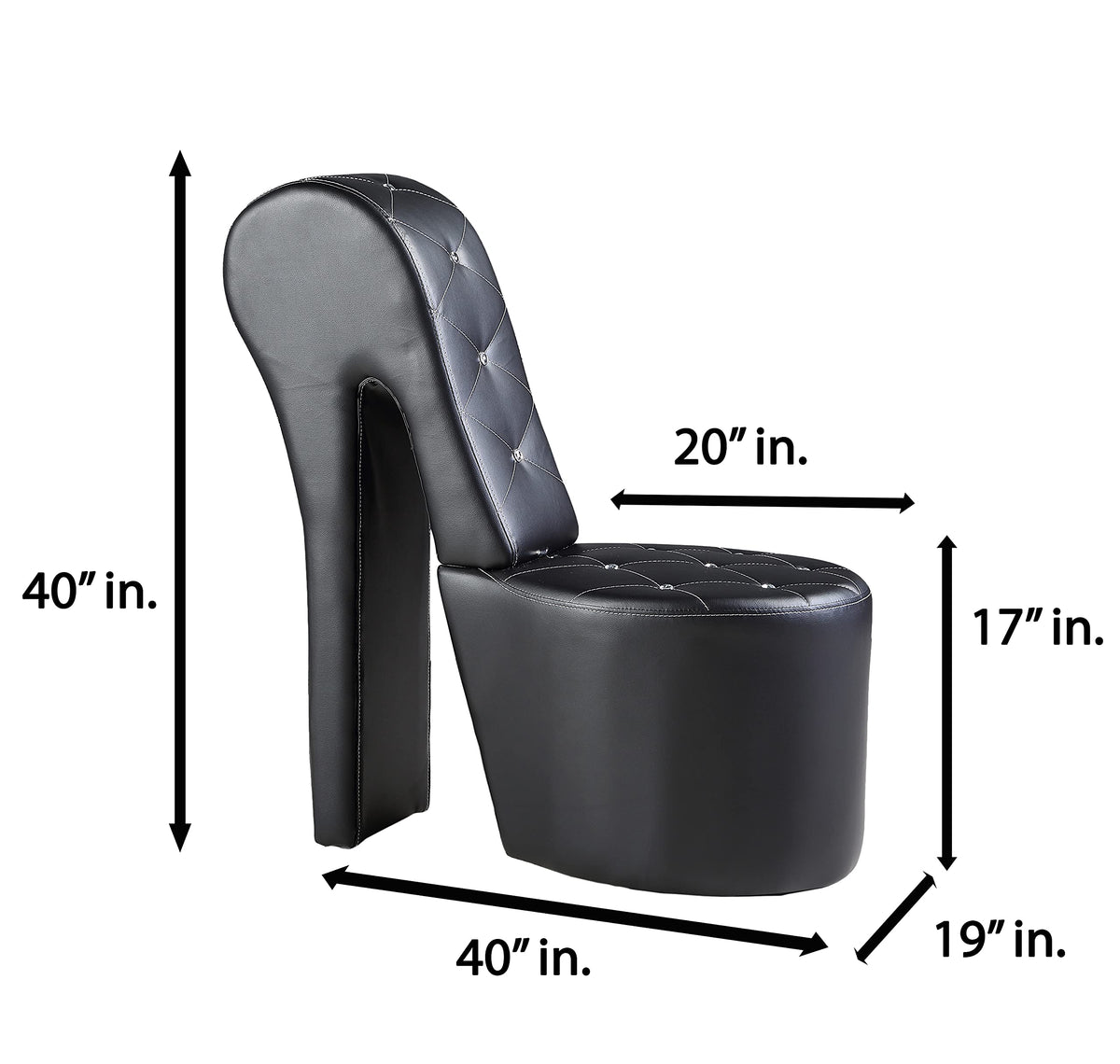 Tristam 40" Modern Glam High Heel Lounge Chair - side view
