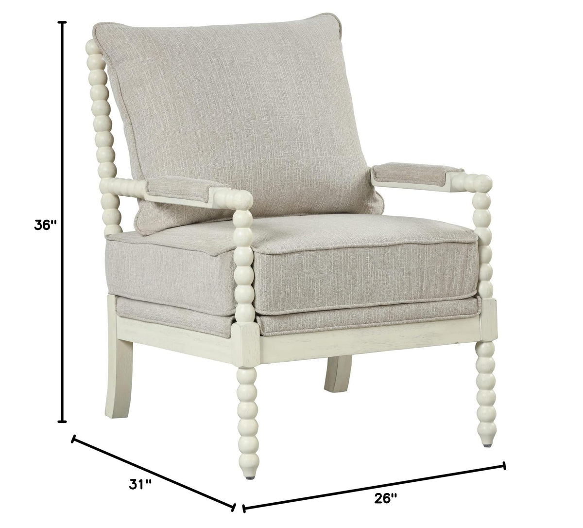 Hanako Accent Chair in Beige And Off White - side view