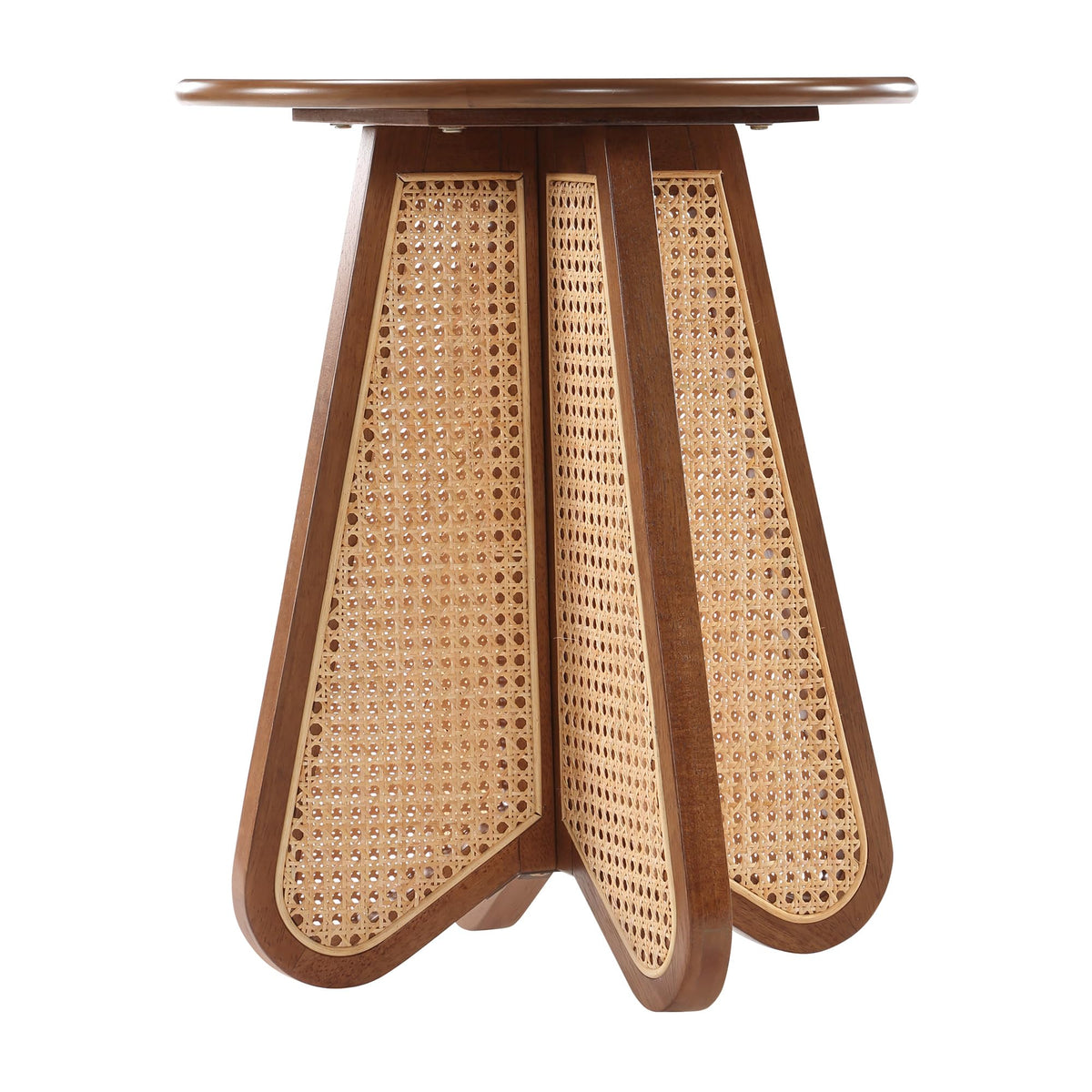 Linh Rattan End Table in Walnut - angle view