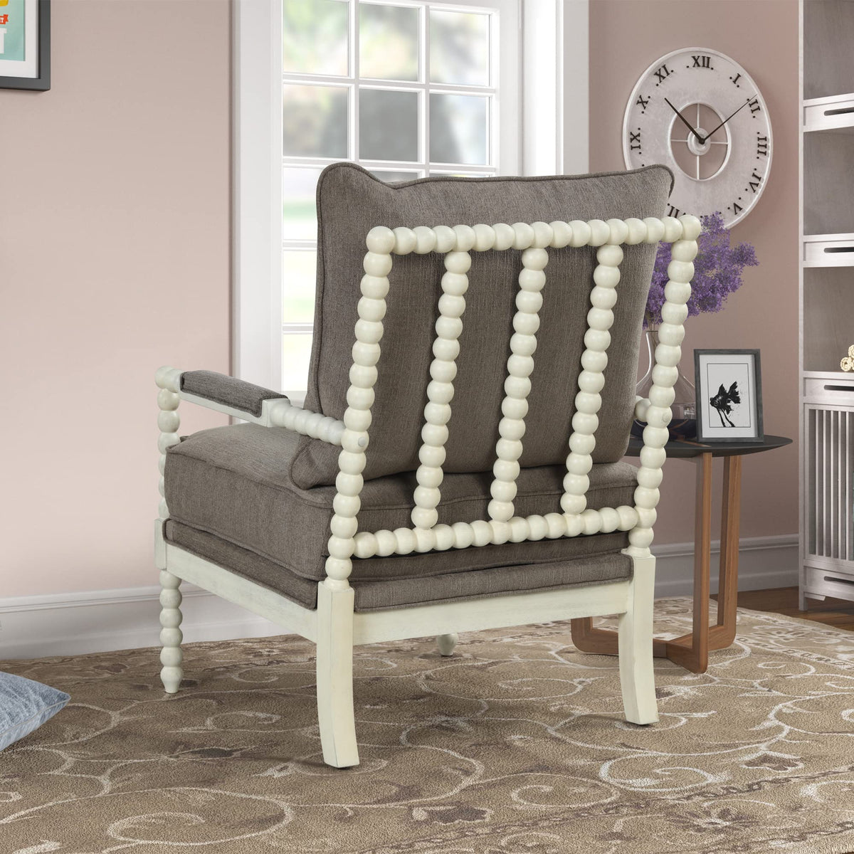 Hanako Accent Chair in Taupe And Off White - room setting