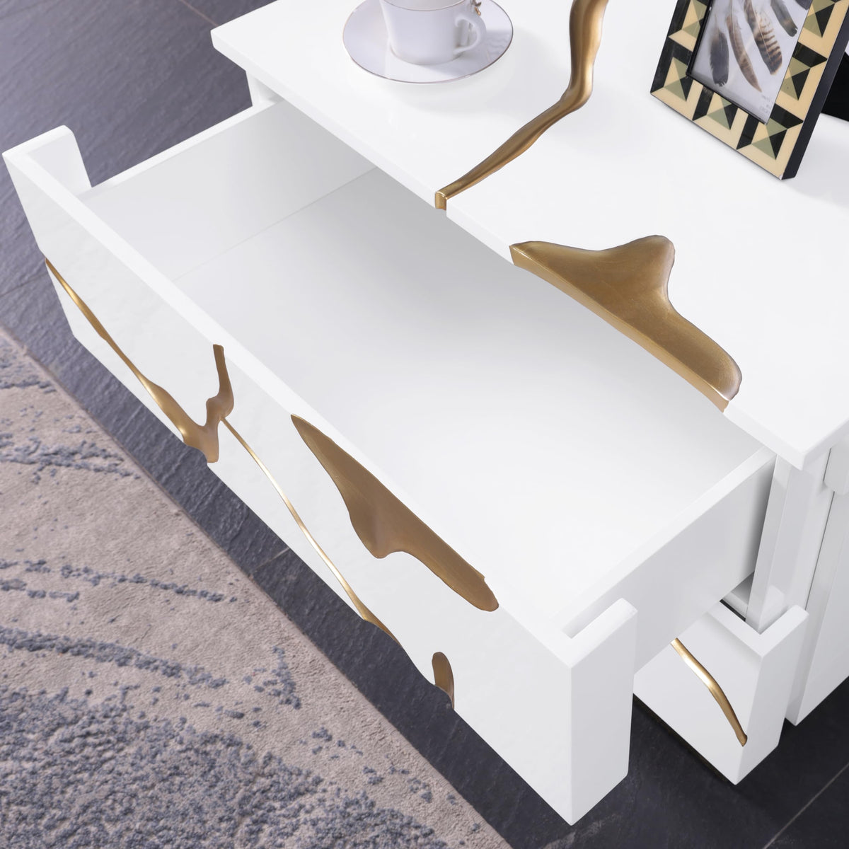 Trevello Modern Contemporary High-Gloss Lacquered Right Nightstand - front view