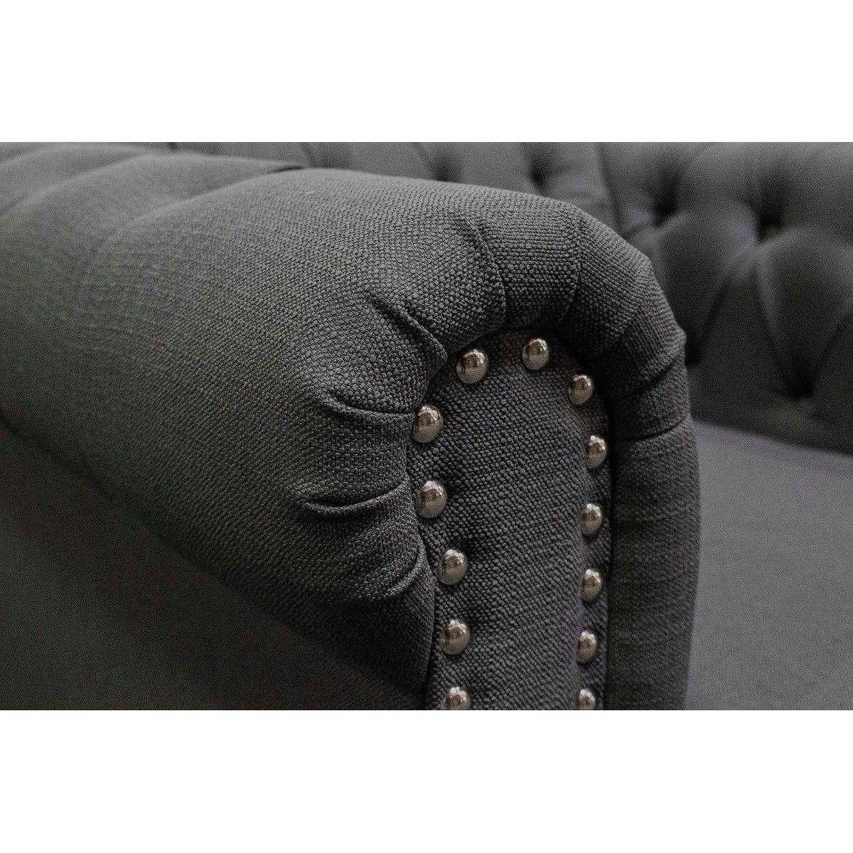 Venice 2 Piece Upholstered Sofa Set in Charcoal - angle view