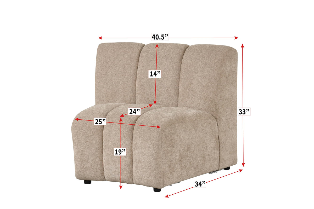 Sullessa Modern Modular Armless Living Room Chair in Camel - side view