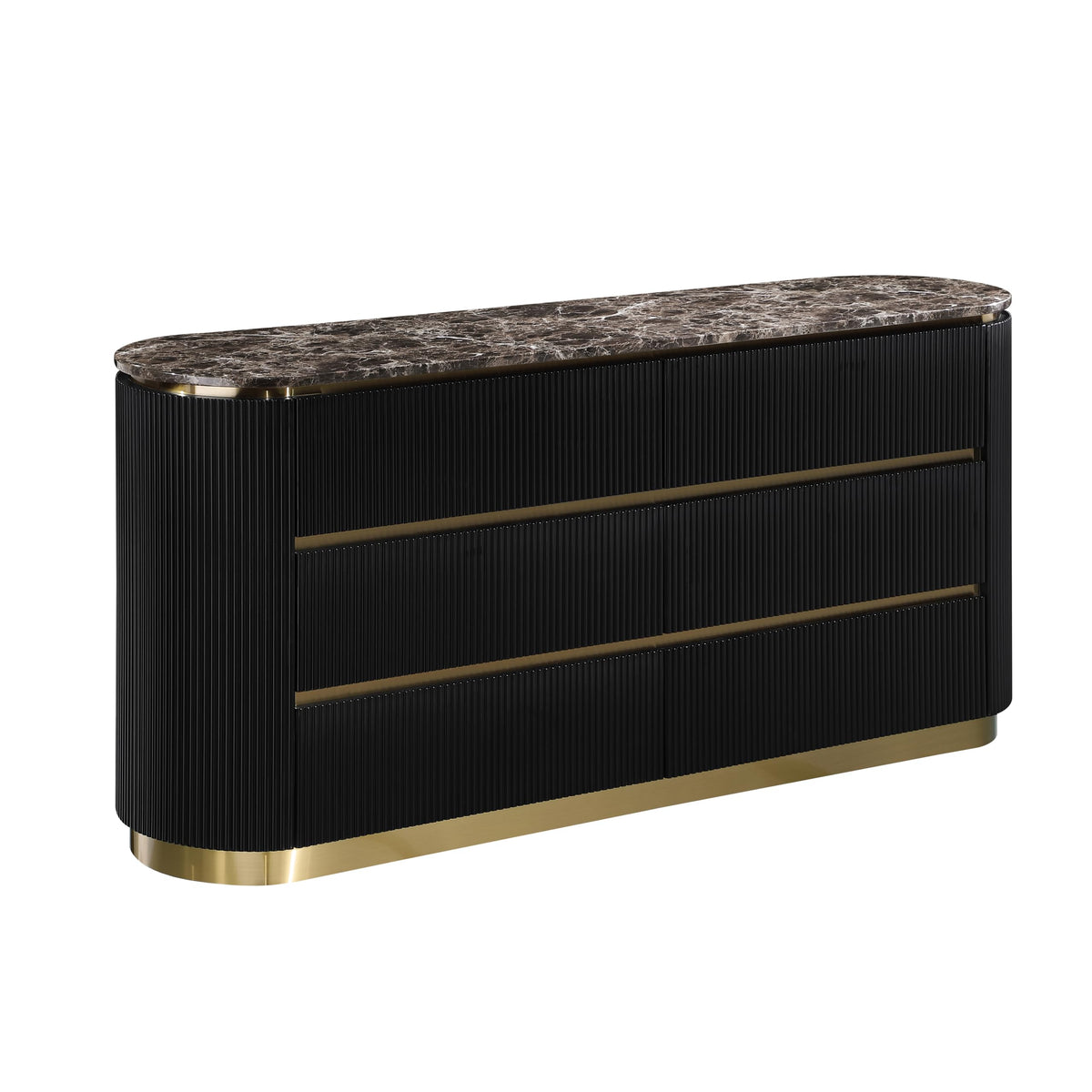 Trandell 65" Wide Modern Glam Faux Marble Top 6-Drawer Dresser