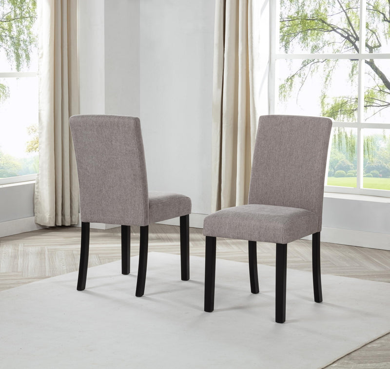 Yvonne Transitional Upholstered Fabric Parson Dining Chairs - Set of 2, Modern Kitchen or Dining Room Chairs in Grey