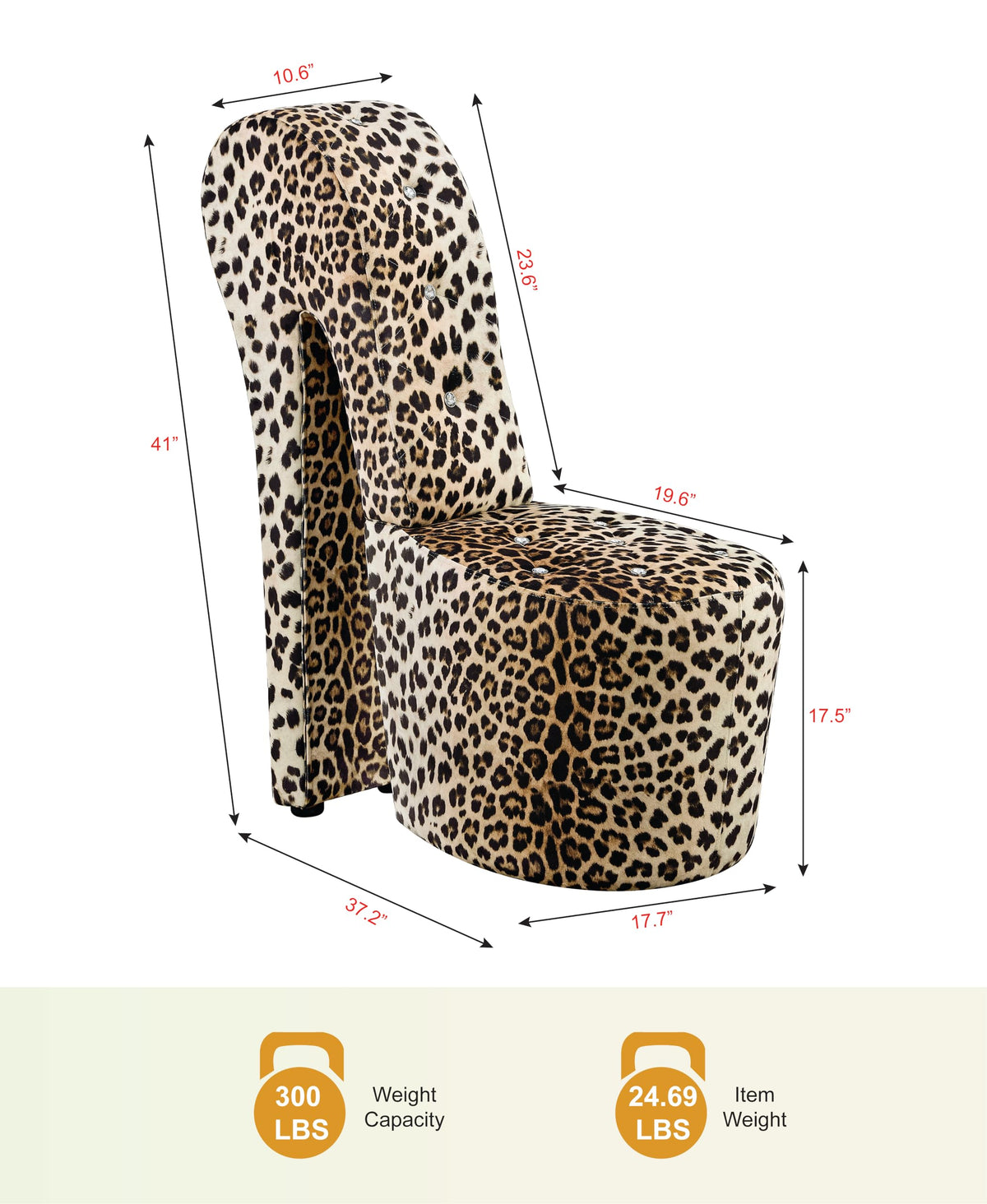 Tristam 40" Modern Glam High Heel Lounge Chair - side view