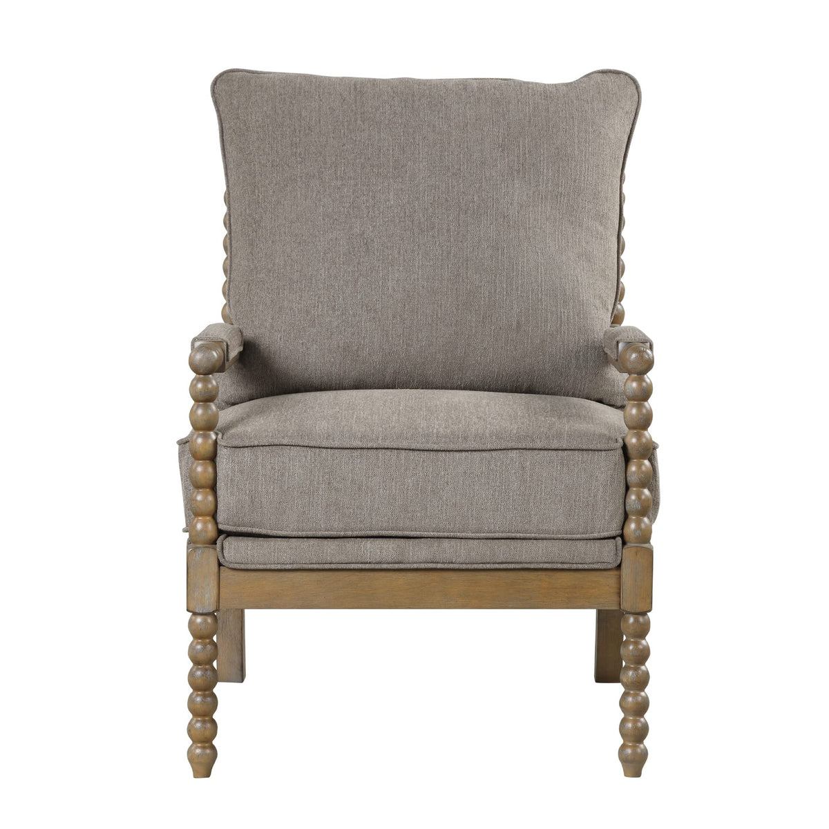 Hanako Accent Chair in Taupe And Natural Oak - detail view