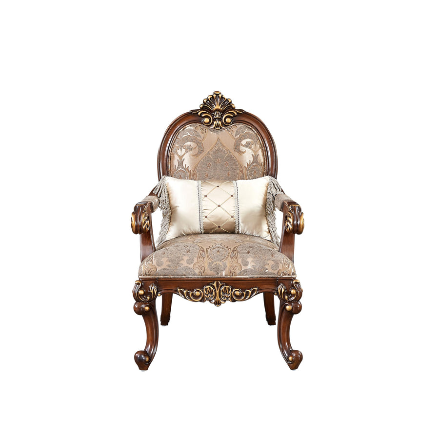 Madelyn 30" Traditional Regal Arm Chair, Ornate Carved Cabriole Legs in Cherry Finish