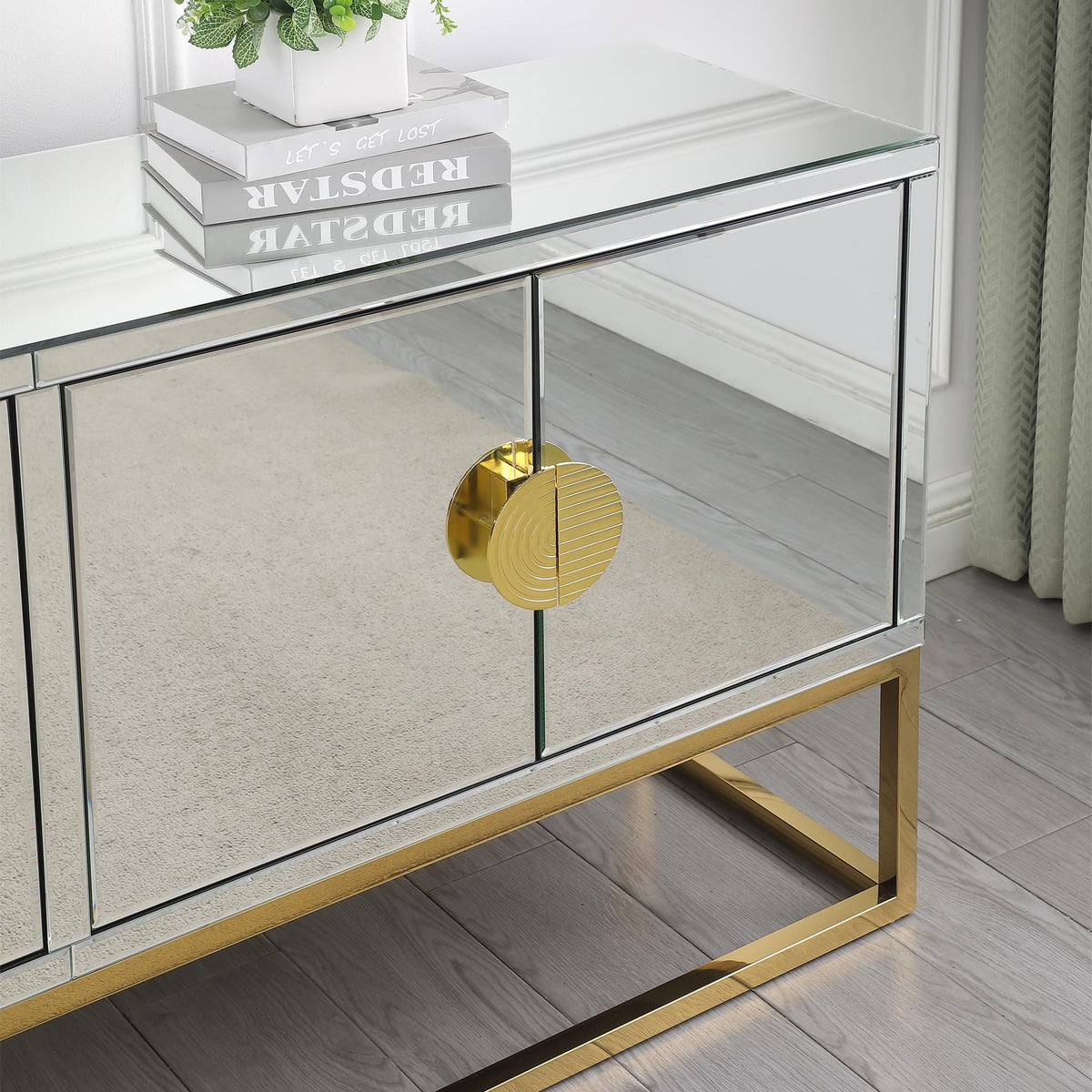 Tessa Mirrored Sideboard with Gold Base