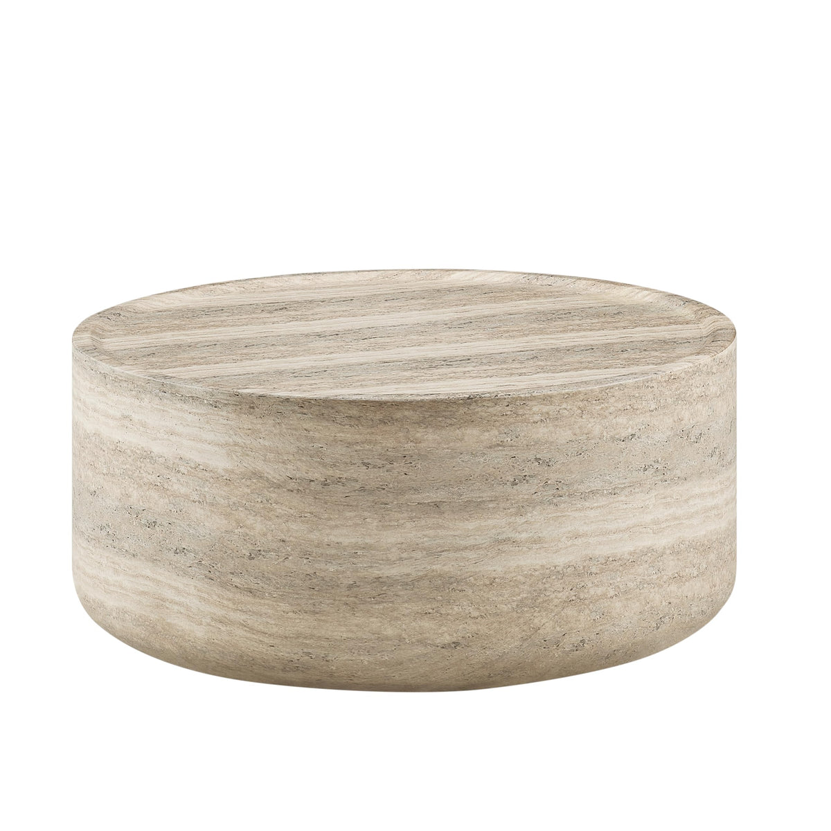 Vyn 36" Round Modern Concrete Travertine Finish Coffee Table
