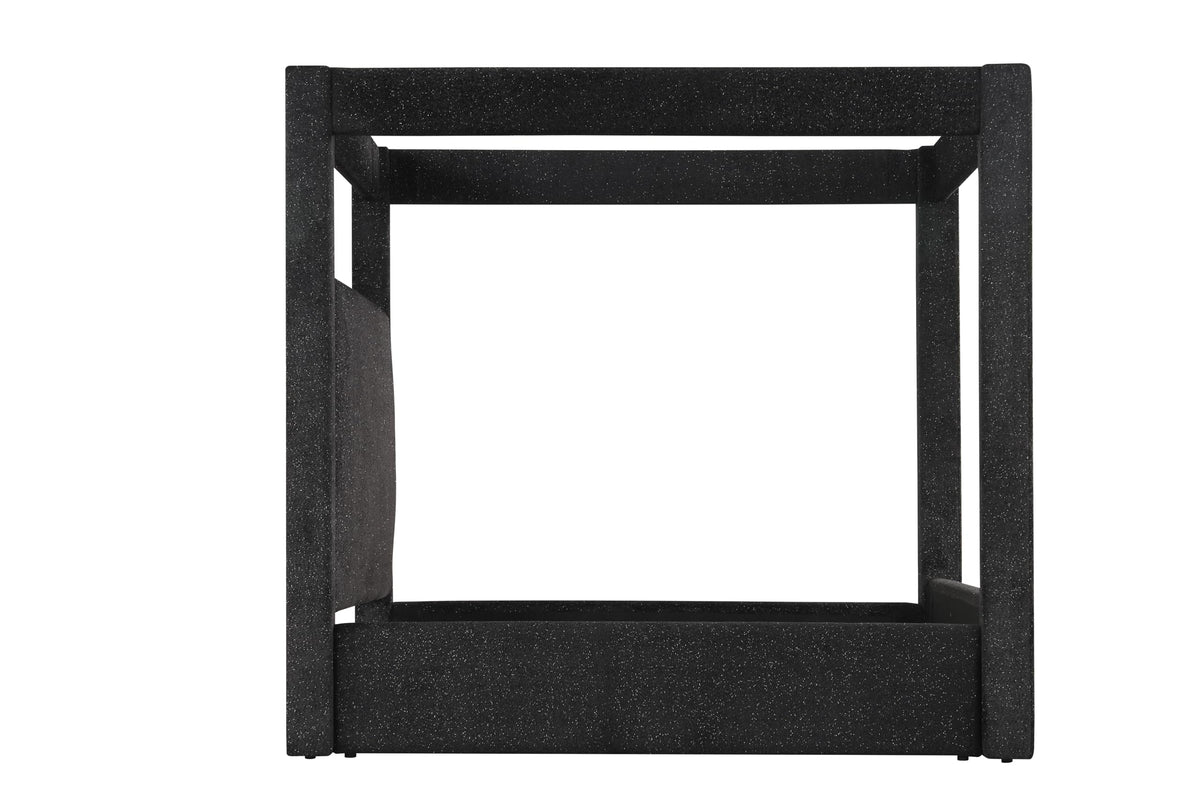 Borealis Canopy Bed Frame with Celestial Starry Upholstery, King, 87" Tall Headboard in Black - detail view