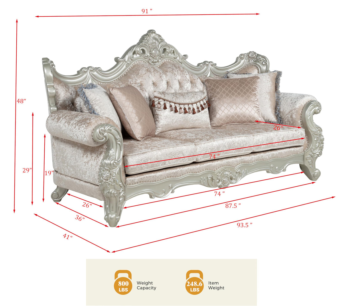 Tlerra Victorian Classic Living Room Sofa - side view