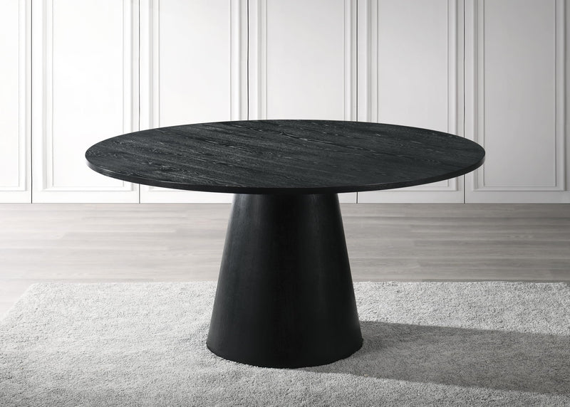 Terra 59" Transitional Round Dining Table with Pedestal Base in Ebony Black