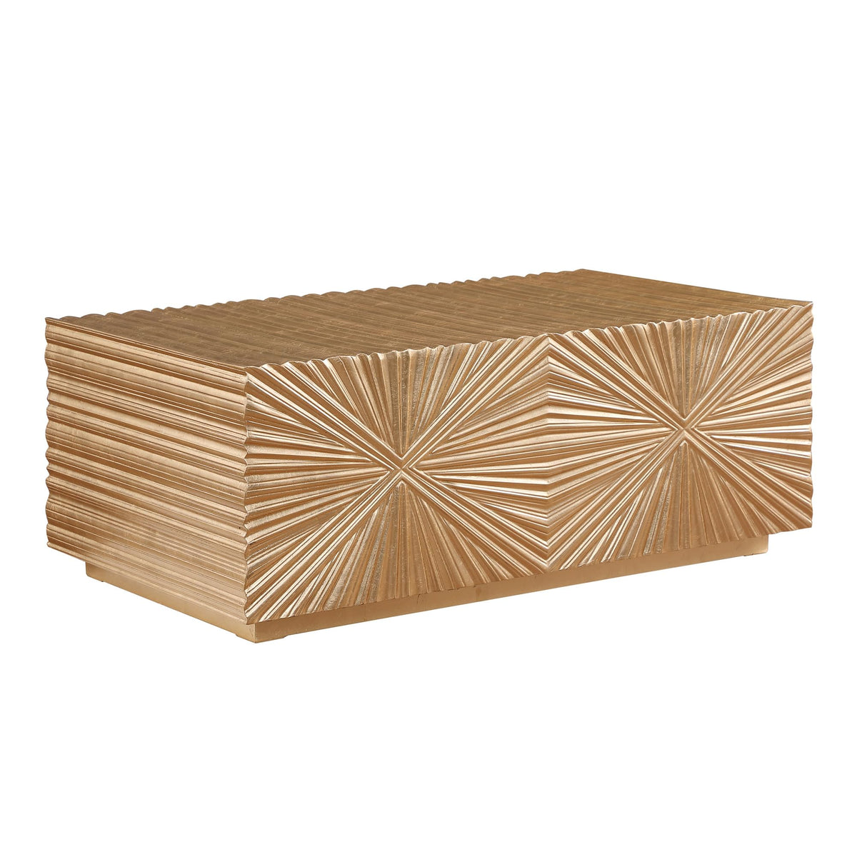 Tiffany Contemporary Gold Rectangular Coffee Table with Drawers - angle view