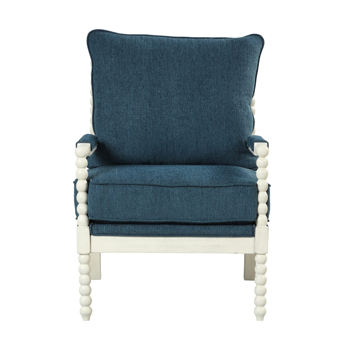 Hanako Accent Chair in Blue And Off White - detail view
