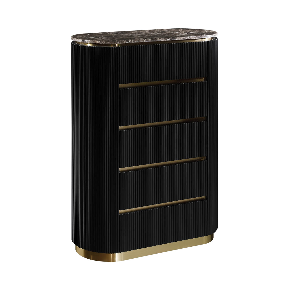 Trandell 51" High Modern Glam Faux Marble Top 5-Drawer Chest