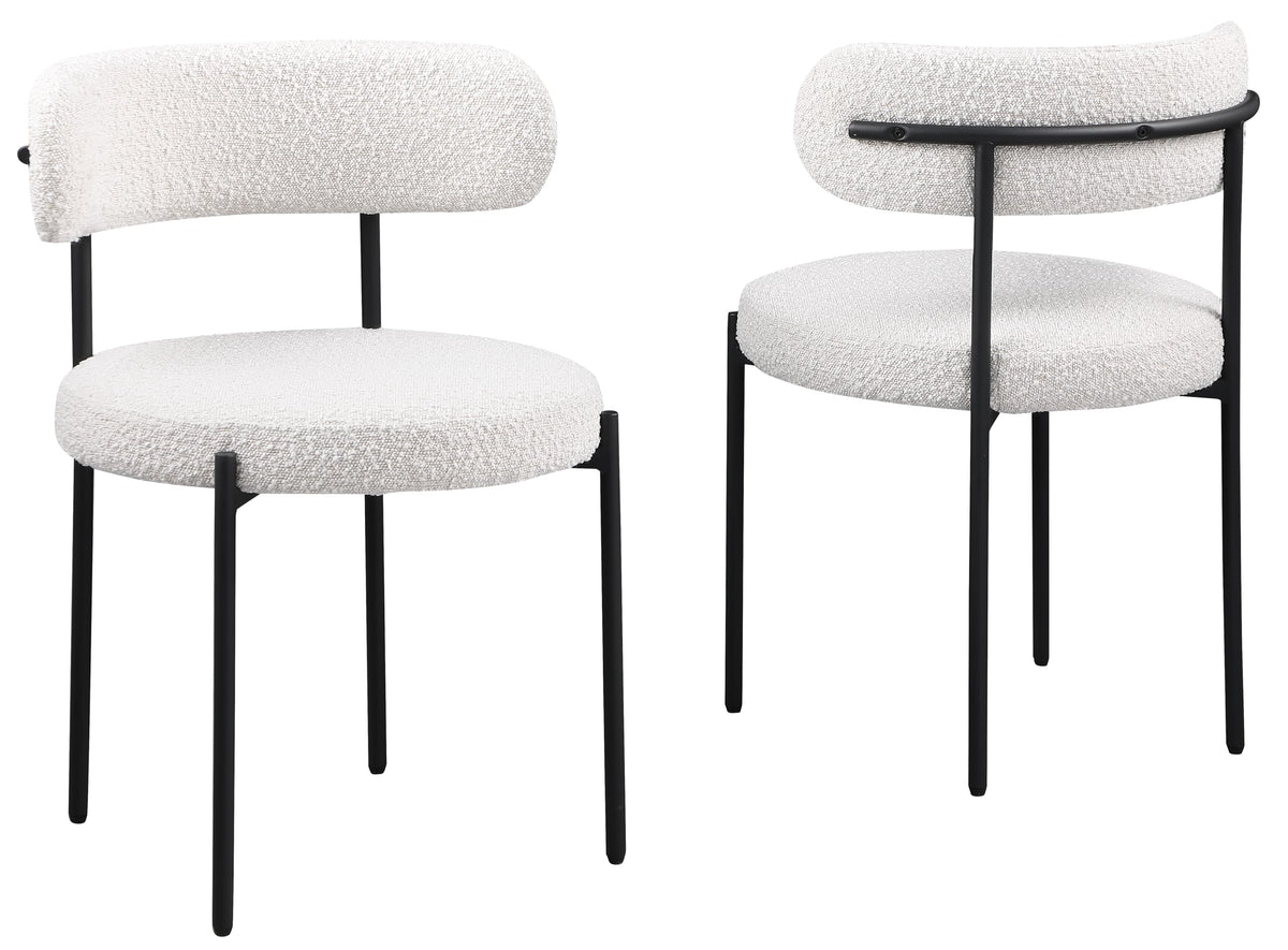 Dobby Contemporary Boucle Dining Chair with Matte Black Metal Legs