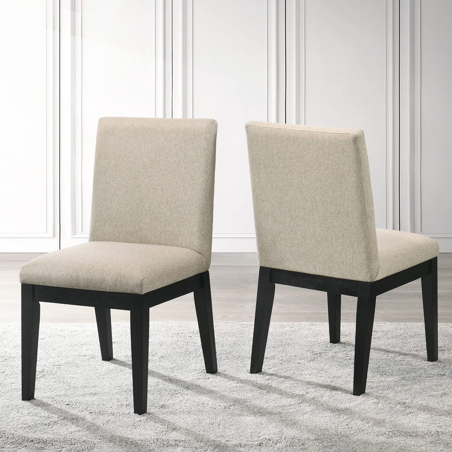 Terra Upholstered Cushion Fabric Mid-Century Modern Dining Chairs - Set of 2, Armless Design in Oatmeal