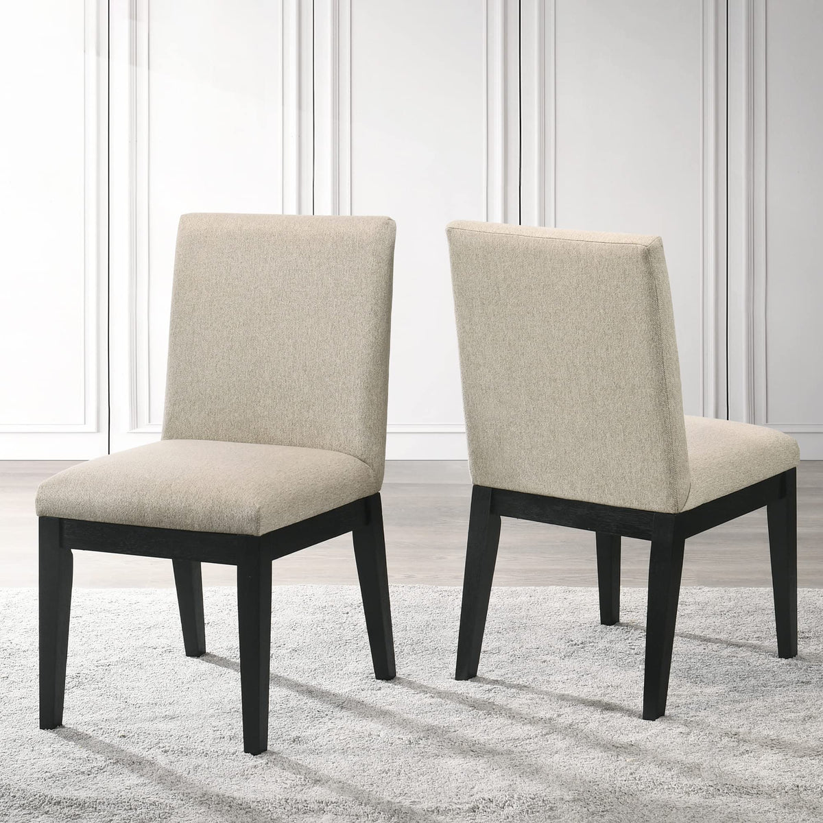 Terra Upholstered Cushion Fabric Mid-Century Modern Dining Chairs - front view