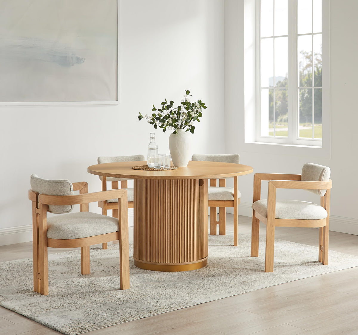 Tapelle 51" Round Storage Dining Table - front view