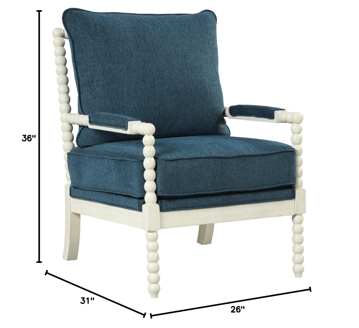 Hanako Accent Chair in Blue And Off White - side view