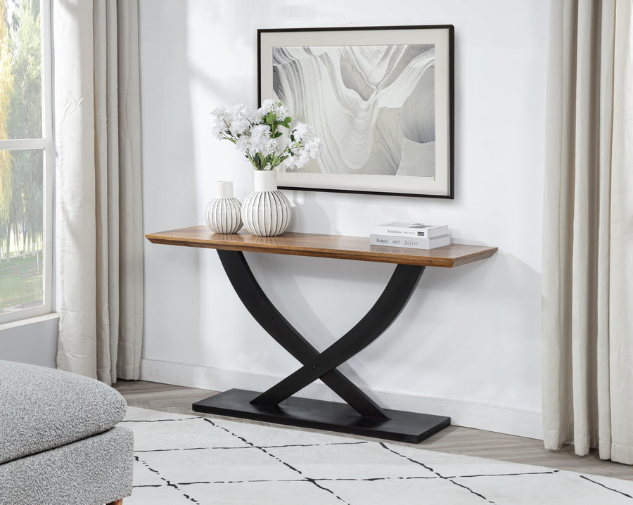 Danport 57" Transitional Rectangle Console Table - Natural/Espresso