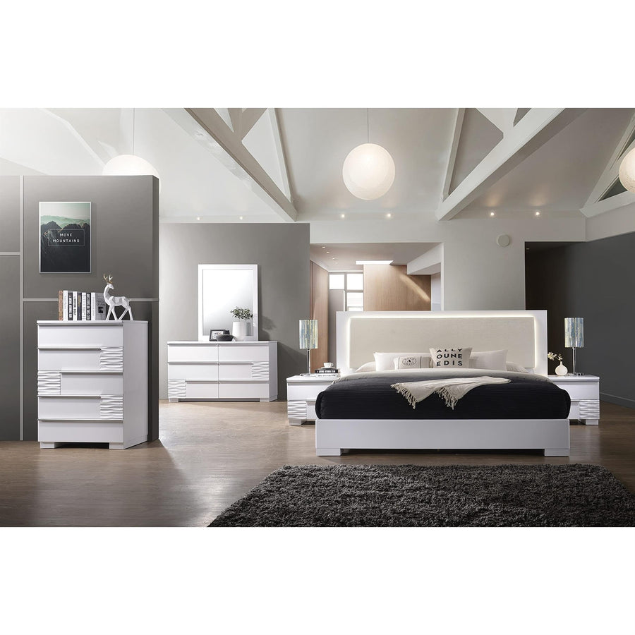 Athens 2-Drawer Poplar Wood Bedroom Nightstand in White Lacquer