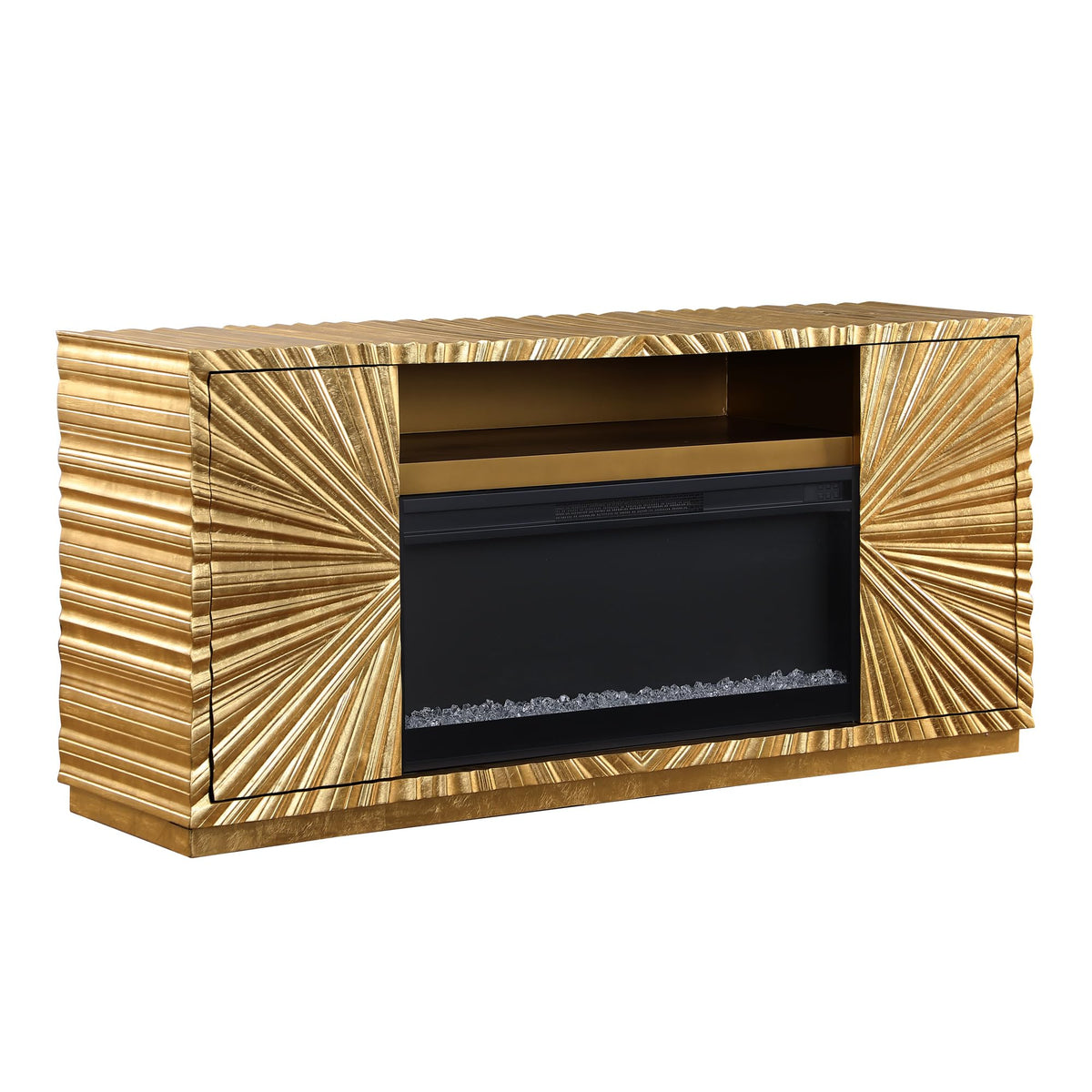 Tiffany Gold Electric Fireplace TV Console