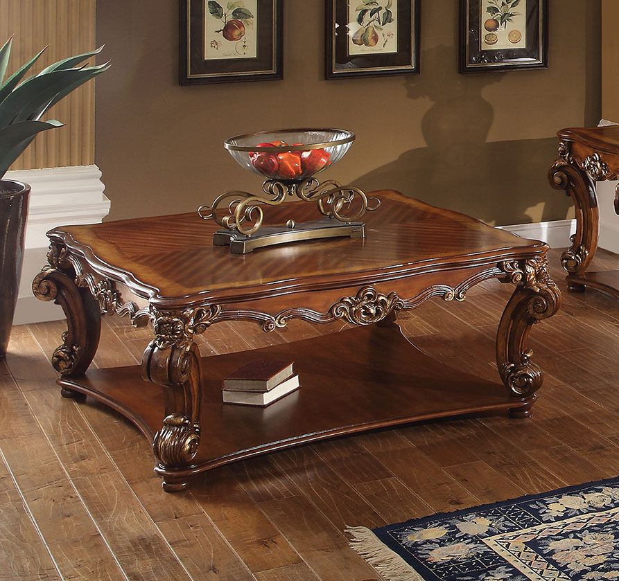 Vendome Coffee, End & Sofa Tables, Fireplace & Entertainment Center - Scrolled Baroque Carving in Cherry, Antique Pearl or Gold Patina